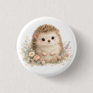 Badge Rond 2,50 Cm Hérisson Adorable Jardin Européen