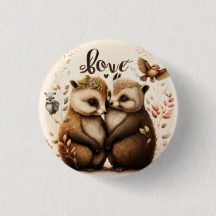 Badge Rond 2,50 Cm hérisson amoureux