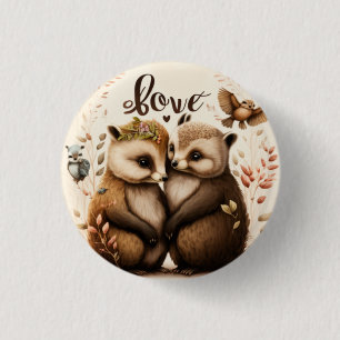 Badge Rond 2,50 Cm hérisson amoureux