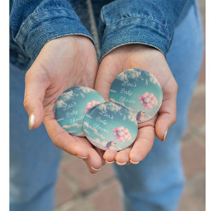 Badge Rond 2,50 Cm Hérisson mignon avec ballons d'anniversaire, perso