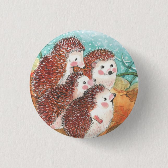 Badge Rond 2,50 Cm Hérisson s'entretenant Illustration (Devant)