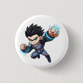 Badge Rond 2,50 Cm Héros Cyber Anime Fighter – Personnage Chibi Puiss