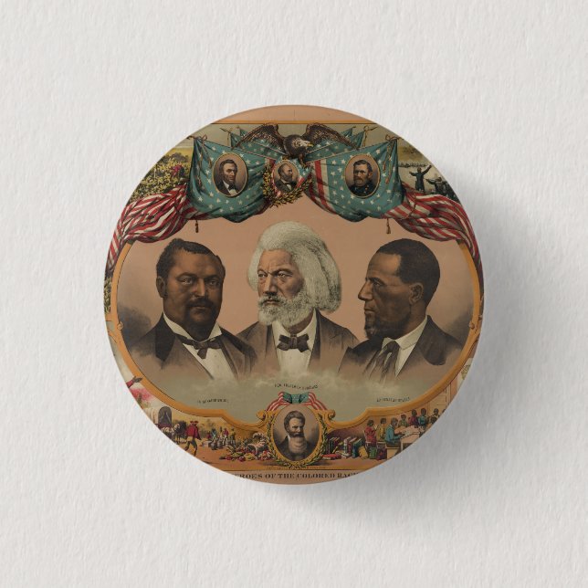 Badge Rond 2,50 Cm Héros de la course colorée 1881 Frederick Douglass (Devant)