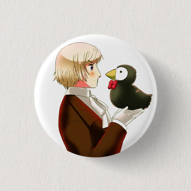 Badge Rond 2,50 Cm Hetalia Islande et M. Puffin Button (Devant)