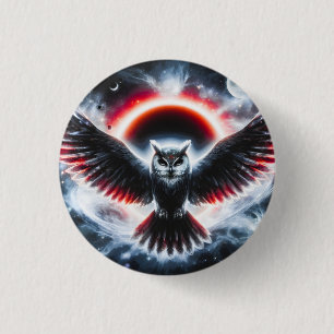 Badge Rond 2,50 Cm Hibou céleste cosmique mystique