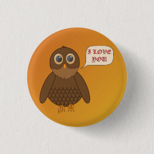 Badge Rond 2,50 Cm Hibou d'amour