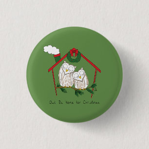 Badge Rond 2,50 Cm Hibou Noël mignon Enfants