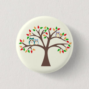 Badge Rond 2,50 Cm Hiboux dans l'arbre