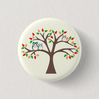 Badge Rond 2,50 Cm Hiboux dans l'arbre