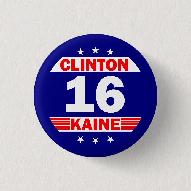 Badge Rond 2,50 Cm Hillary Clinton et Tim Kaine 2016 (Devant)