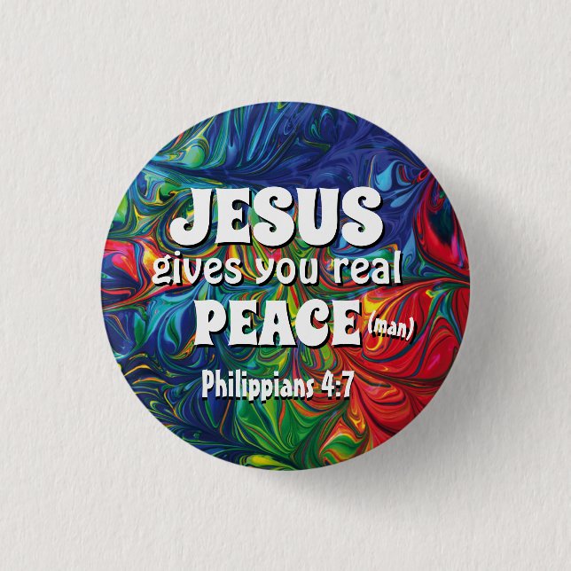 Badge Rond 2,50 Cm HIPPIE RETRO PSYCHÉDELIQUE Écriture Personnalisée (Devant)
