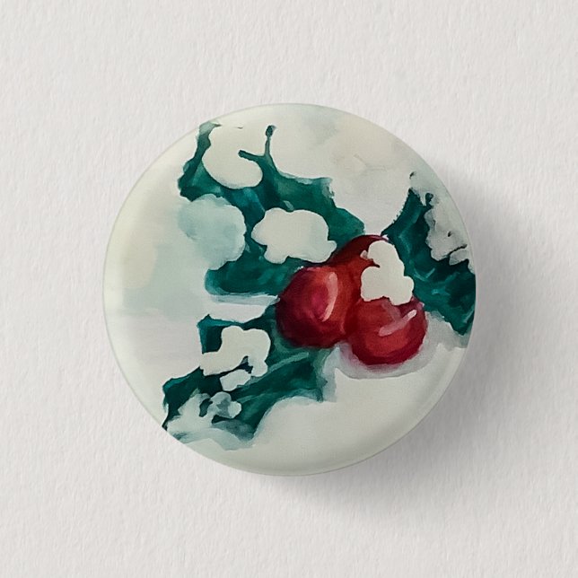 Badge Rond 2,50 Cm Holly dans la neige (Devant)