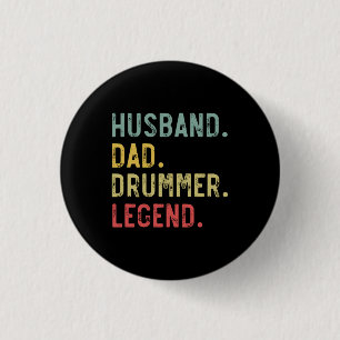 Badge Rond 2,50 Cm Hommes Vintage Cadeau Chemise Mari Papa Drummer Lé