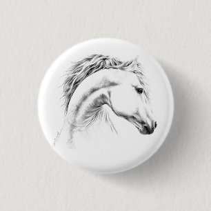 Badge Rond 2,50 Cm Horse portrait drawing equestrian art