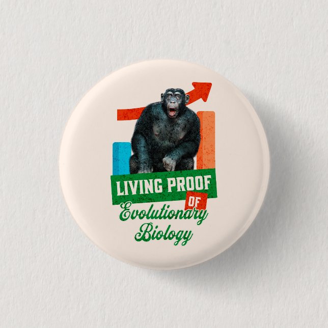Badge Rond 2,50 Cm Humour Évolutionnaire Biologie Chimpanzé Drôle (Devant)