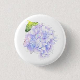 Badge Rond 2,50 Cm Hydrangea Aquarelle Vignette