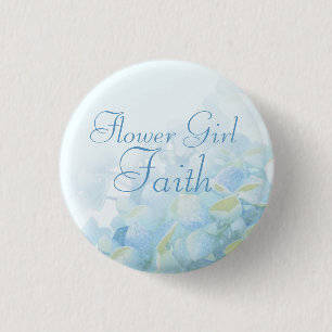 Badge Rond 2,50 Cm Hydrangea bleu vert fleur fille mariage pin