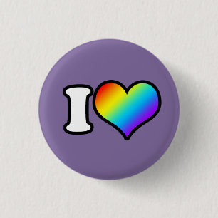 Badge Rond 2,50 Cm I (Coeur) Arc en ciel