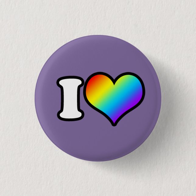 Badge Rond 2,50 Cm I (Coeur) Arc en ciel (Devant)
