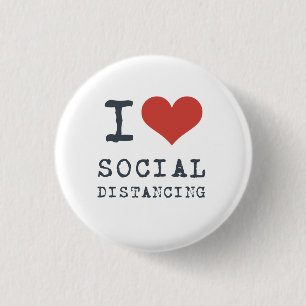 Badge Rond 2,50 Cm I Heart Social Distancing Introvert
