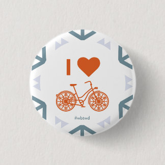 Badge Rond 2,50 Cm I hiver de coeur faisant du vélo - petit Pin