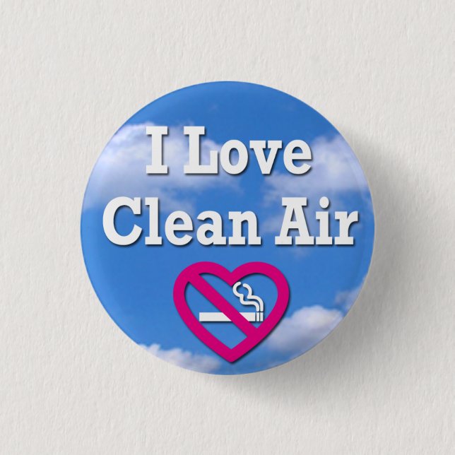 Badge Rond 2,50 Cm I Love Clean Air (Devant)