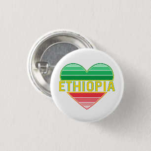 Badge Rond 2,50 Cm I Love Ethiopia, Ethiopian Heart