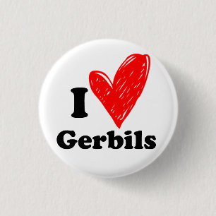 Badge Rond 2,50 Cm I love Gerbils