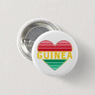 Badge Rond 2,50 Cm I Love Guinée, Coeur guinéen
