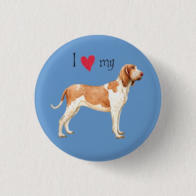 Badge Rond 2,50 Cm I Love my Bracco Italiano (Devant)