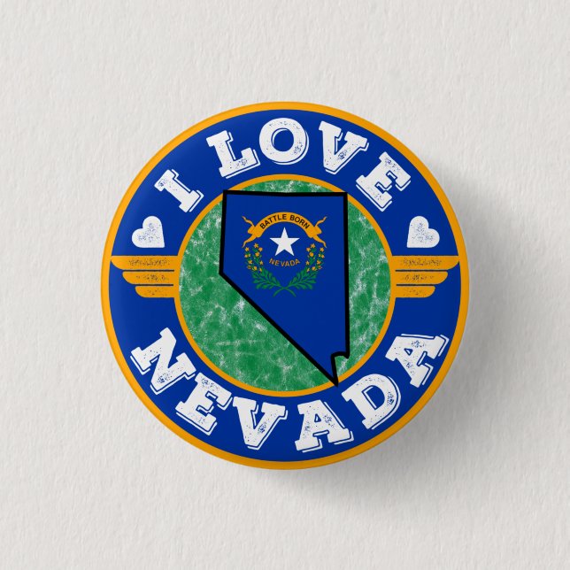 Badge Rond 2,50 Cm I Love Nevada State Map and Flag (Devant)