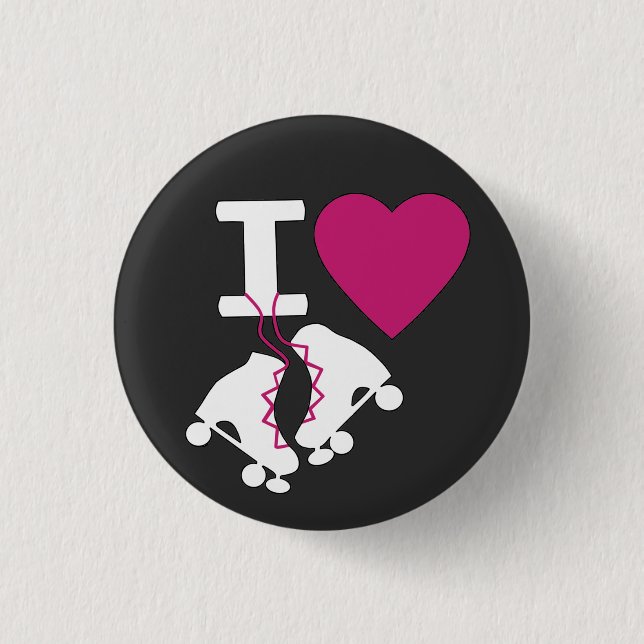 Badge Rond 2,50 Cm I Love Roller Skating (Devant)