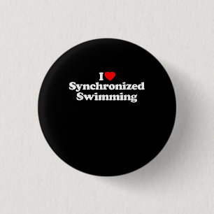 Badge Rond 2,50 Cm I Love Synchronized Swimming Heart Souvenir Funny