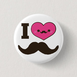 Badge Rond 2,50 Cm I moustaches de coeur
