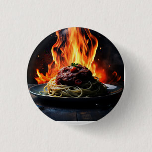 Badge Rond 2,50 Cm Icône : Plat avec pâtes et viande