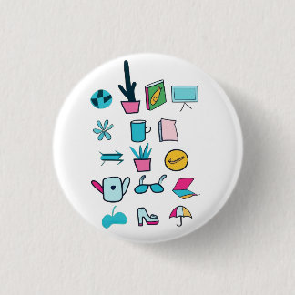 Badge Rond 2,50 Cm Icônes Abstraites Colorées Avec Articles De Tous L