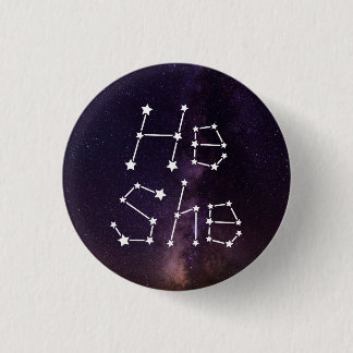 Badge Rond 2,50 Cm Il/Elle Galaxy Starry Night Sky Constellation