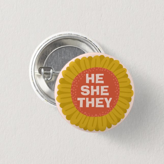 Badge Rond 2,50 Cm IL/ELLE/ ILS Prononononosent Sunflower Daisy Pride (Devant & derrière)