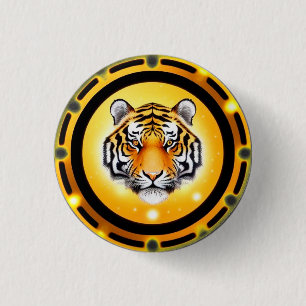 Badge Rond 2,50 Cm Illustration abstraite et audacieuse de tigre