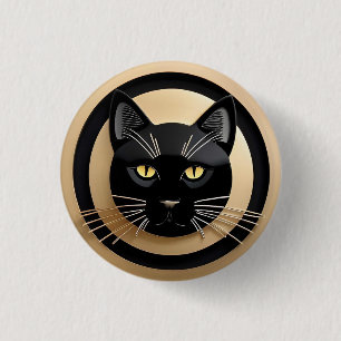 Badge Rond 2,50 Cm Illustration de chat noir stylisée