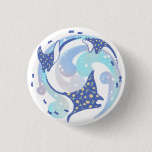 Badge Rond 2,50 Cm Illustration de Stingray dans l'océan