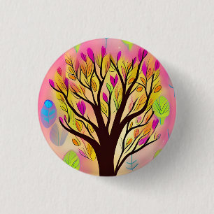Badge Rond 2,50 Cm Illustration d'un bel arbre coloré