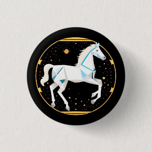 Badge Rond 2,50 Cm Illustration géométrique abstraite de cheval blanc