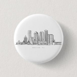 Badge Rond 2,50 Cm Illustration minimaliste de l'horizon de la ville