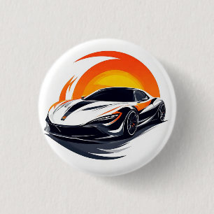 Badge Rond 2,50 Cm Illustration Stylisée De Voiture De Sport
