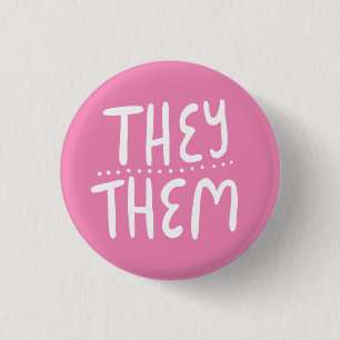 Badge Rond 2,50 Cm ILS/EUX Prononononononouns Poignée rose minimal