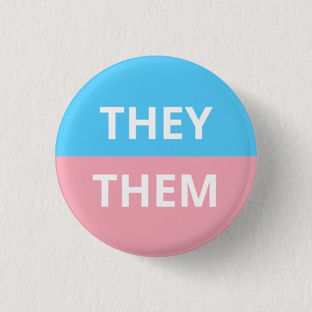 Badge Rond 2,50 Cm Ils/Eux Prononononounes Insigne Transgenre (Devant)
