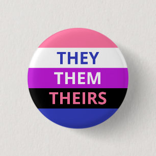 Badge Rond 2,50 Cm Ils/Eux Pronononounes Insigne Drapeau Genderfluide