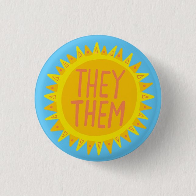 Badge Rond 2,50 Cm ILS / EUX Pronononouns Sunshine Pride Poignée (Devant)