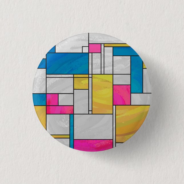 Badge Rond 2,50 Cm Impression Mondrial jaune rose (Devant)